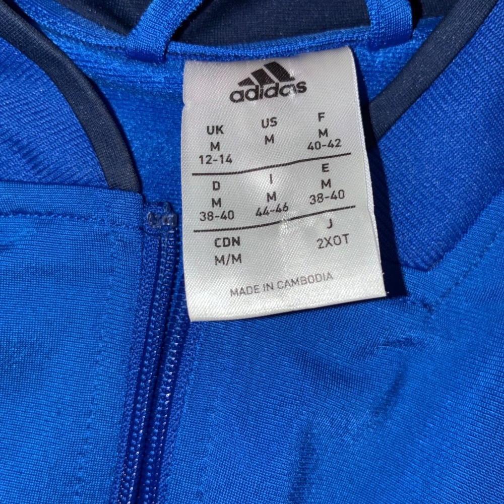 Adidas Track Jacket Full Zip Royal Blue White Logo Three Stripe Women's Medium - Picture 7 of 7
